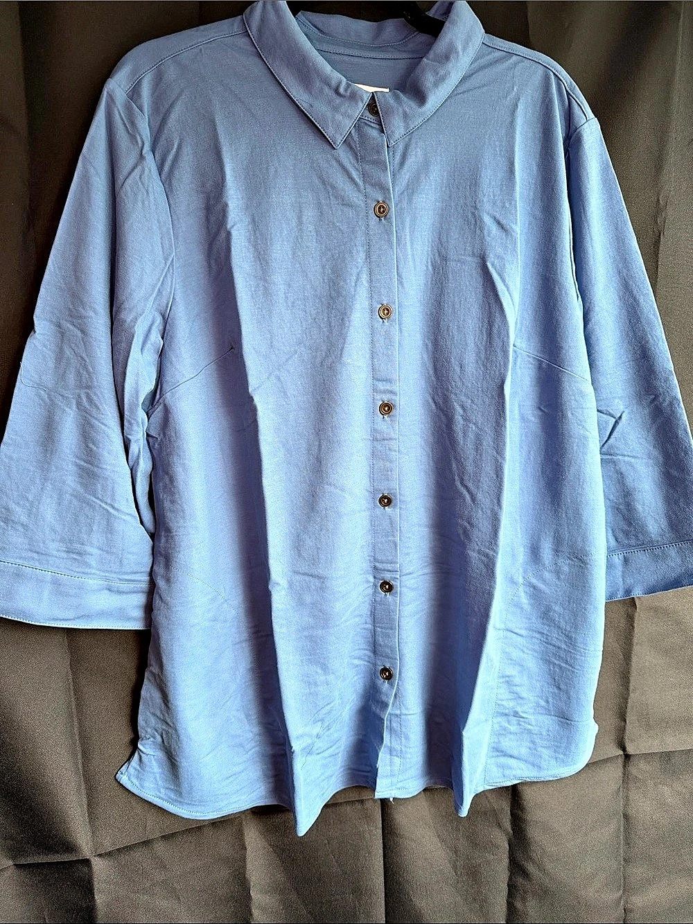 Sport Savvy Button Front Tunic with Pockets Blue XL